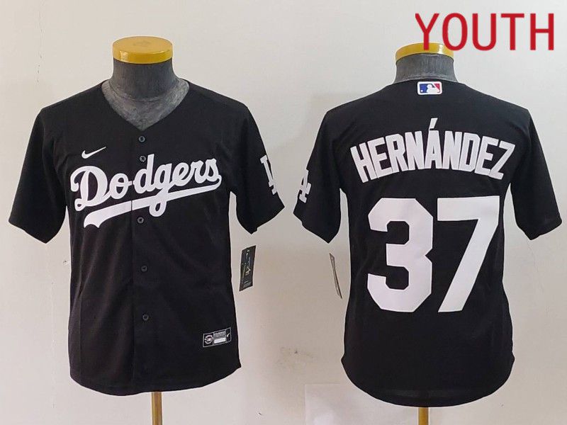 Youth Los Angeles Dodgers #37 Hernandez Black Nike Game 2024 MLB Jersey style 724->youth mlb jersey->Youth Jersey